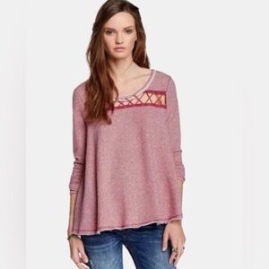 NWT Free People Lacey Love Pullover in Berry Combo